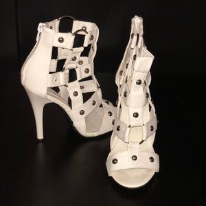 White stud heels